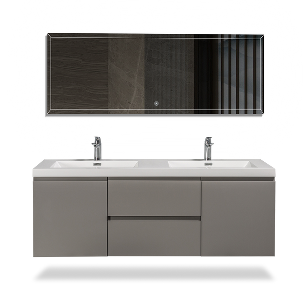 Floating Bathroom Vanity with Artificial Stone Integrated Top - TONA Onni