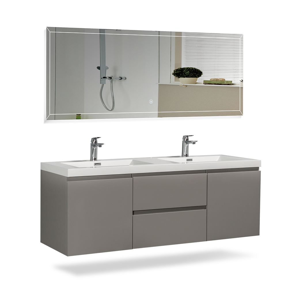 Floating Bathroom Vanity with Artificial Stone Integrated Top - TONA Onni
