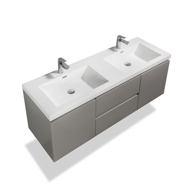 Floating Bathroom Vanity with Artificial Stone Integrated Top - TONA Onni