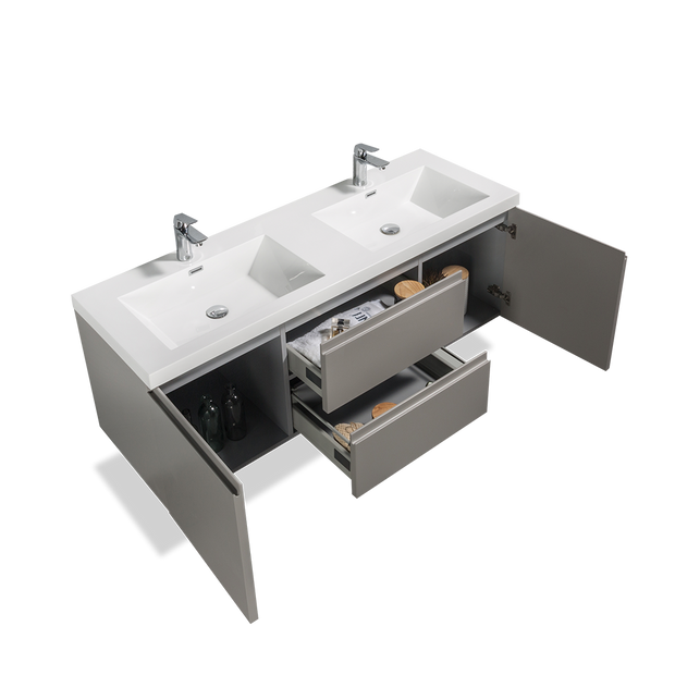 Floating Bathroom Vanity with Artificial Stone Integrated Top - TONA Onni