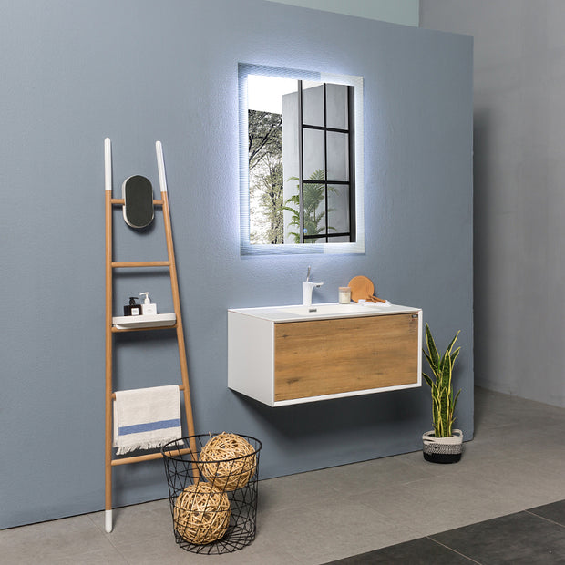 Wall Mounted Bathroom Vanity with Faux Marble Integrated Top&Sink - TONA Furla